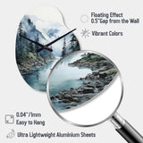 Grey Blue Minimalism Forest Reflections II - Asymmetric Metal Wall Clock