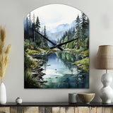 Green Blue Minimalism Forest Reflections - Asymmetric Metal Wall Clock