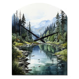 Green Blue Minimalism Forest Reflections - Asymmetric Metal Wall Clock