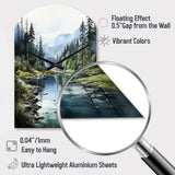 Green Blue Minimalism Forest Reflections - Asymmetric Metal Wall Clock