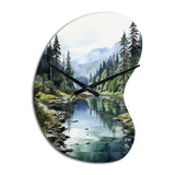 Green Blue Minimalism Forest Reflections - Asymmetric Metal Wall Clock