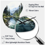 Green Blue Minimalism Forest Reflections - Asymmetric Metal Wall Clock
