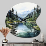 Green Blue Minimalism Forest Reflections - Asymmetric Metal Wall Clock