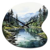 Green Blue Minimalism Forest Reflections - Asymmetric Metal Wall Clock