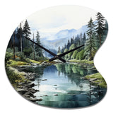 Green Blue Minimalism Forest Reflections - Asymmetric Metal Wall Clock