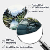 Green Blue Minimalism Forest Reflections - Asymmetric Metal Wall Clock