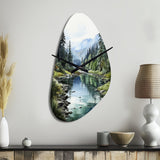 Green Blue Minimalism Forest Reflections - Asymmetric Metal Wall Clock