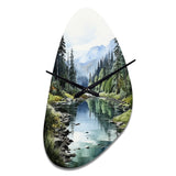 Green Blue Minimalism Forest Reflections - Asymmetric Metal Wall Clock