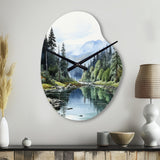 Green Blue Minimalism Forest Reflections - Asymmetric Metal Wall Clock