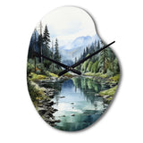Green Blue Minimalism Forest Reflections - Asymmetric Metal Wall Clock
