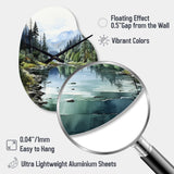 Green Blue Minimalism Forest Reflections - Asymmetric Metal Wall Clock