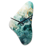 Teal Gold Minimalism Serenity In Motion - Asymmetric Metal Wall Clock