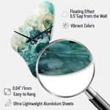 Teal Gold Minimalism Serenity In Motion - Asymmetric Metal Wall Clock