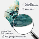Teal Gold Minimalism Serenity In Motion - Asymmetric Metal Wall Clock