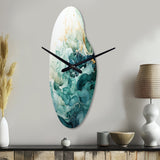 Teal Gold Minimalism Serenity In Motion - Asymmetric Metal Wall Clock