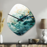 Teal Gold Minimalism Serenity In Motion - Asymmetric Metal Wall Clock