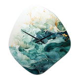 Teal Gold Minimalism Serenity In Motion - Asymmetric Metal Wall Clock