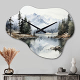 Green Blue Minimalism Forest Silent Reflection - Asymmetric Metal Wall Clock