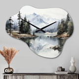 Green Blue Minimalism Forest Silent Reflection - Asymmetric Metal Wall Clock