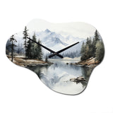 Green Blue Minimalism Forest Silent Reflection - Asymmetric Metal Wall Clock