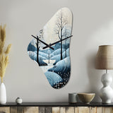 Blue White Modern Scandinavian Serenade I - Asymmetric Metal Wall Clock
