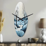 Blue White Modern Scandinavian Serenade I - Asymmetric Metal Wall Clock