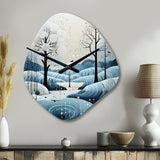 Blue White Modern Scandinavian Serenade I - Asymmetric Metal Wall Clock