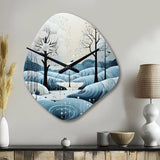 Blue White Modern Scandinavian Serenade I - Asymmetric Metal Wall Clock