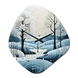 Blue White Modern Scandinavian Serenade I - Asymmetric Metal Wall Clock