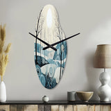 Blue White Modern Scandinavian Serenade II - Asymmetric Metal Wall Clock