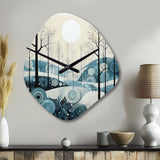 Blue White Modern Scandinavian Serenade II - Asymmetric Metal Wall Clock