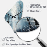 Blue White Modern Scandinavian Winter Pointillism I - Asymmetric Metal Wall Clock