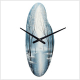 Blue White Modern Scandinavian Winter Pointillism I - Asymmetric Metal Wall Clock