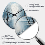 Blue White Modern Scandinavian Winter Pointillism I - Asymmetric Metal Wall Clock