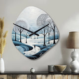 Blue White Modern Scandinavian Winter Pointillism II - Asymmetric Metal Wall Clock