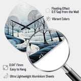 Blue White Modern Scandinavian Winter Pointillism II - Asymmetric Metal Wall Clock