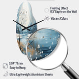 Blue White Modern Scandinavian Winter Pointillism V - Asymmetric Metal Wall Clock
