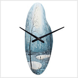 Blue White Modern Scandinavian Winter Pointillism VI - Asymmetric Metal Wall Clock
