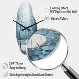 Blue White Modern Scandinavian Winter Pointillism VI - Asymmetric Metal Wall Clock
