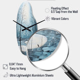Blue White Modern Scandinavian Winter Pointillism VI - Asymmetric Metal Wall Clock