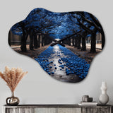 Monochrome Yellow And Grey Tree Symphony XI - Asymmetric Metal Wall Clock