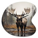Brown Moose Monochrome Sands - Asymmetric Metal Wall Clock