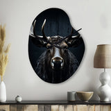 Black White Moose Vibrant Contrast II - Asymmetric Metal Wall Clock