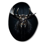 Black White Moose Vibrant Contrast II - Asymmetric Metal Wall Clock