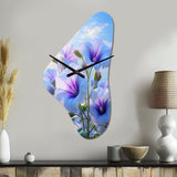 Purple Green Morning Glory Morning Glory - Asymmetric Metal Wall Clock