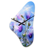 Purple Green Morning Glory Morning Glory - Asymmetric Metal Wall Clock