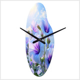 Purple Green Morning Glory Morning Glory - Asymmetric Metal Wall Clock