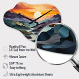 Orange Teal Mountains Bold Landscape - Asymmetric Metal Wall Clock