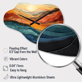 Coral Teal Bold Mountains Landscape - Asymmetric Metal Wall Clock