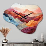 Coral Teal Mountains Majestic Palette - Asymmetric Metal Wall Clock
